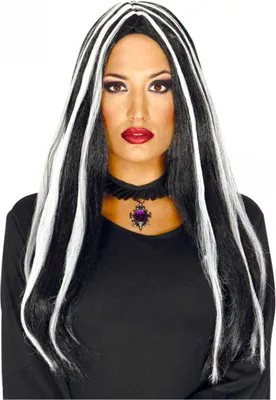 Produktbild von Gesträhnte Hexen-Langhaaperücke als Kostümzubehör für Halloween, Fasching & Gothic-Fans