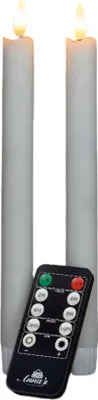 Produktbild von Coen Bakker LED Stabkerzen weiß 2 St. Fernbedienung 3D Flamme warmweiß 2x23cm