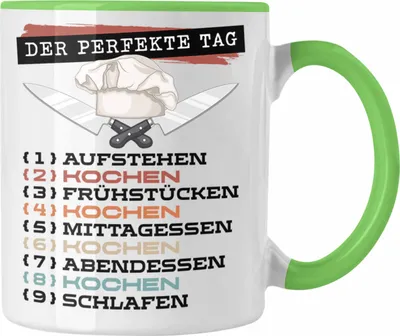 Produktbild von Trendation - Koch Tasse Geschenk Becher Der Perfekte Tag Sterne Koch Geschenkidee Spruch (Grün)