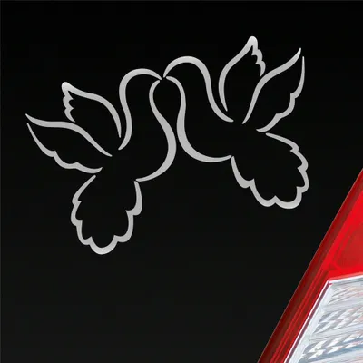 Produktbild von Auto Aufkleber Liebestauben Liebe Love Taube Hochzeit 12x9 cm Silber Sticker Heckscheibenaufkleber