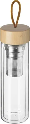 Produktbild von Doppelwandige Bambus-Teetrinkflasche, Teeflasche mit Filter, 400 ml – 25 x ø 6,5 cm