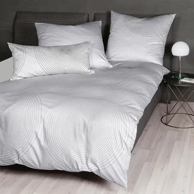 Produktbild von Janine Mako-Satin Bettwäsche Milano 45086-08 silber platin 135x200 cm + 80x80 cm