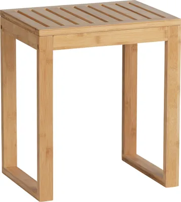 A simple, clean product shot of a wooden stool.