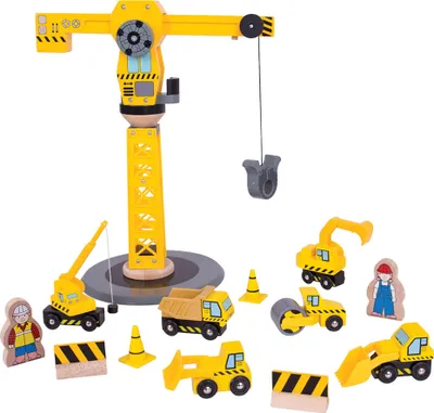 Immagine prodotto di Bigjigs Gru su rotaia e macchine da costruzione