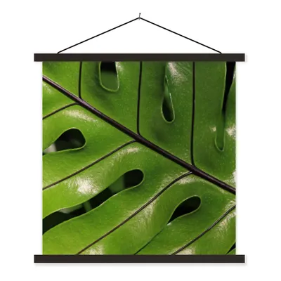 Produktbild von MuchoWow® Textilposter Tropische botanische Blätter leuchten in der Sonne 90x90 cm mit schwarzem Rahmen - Magnetisches