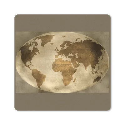 Produktbild von MuchoWow® Mauspad Mousepad Weltkarte - Globus - Retro 20x20 cm - Mousepads - Maus Mat - Pad - Mausunterlage - Desk Mat - Bureauartikeln