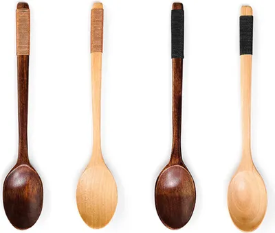 Produktbild von Natürlicher Holzlöffel, multifunktionaler Kaffeelöffel mit langem Griff für Tee, Honig, Suppenlöffel, Küchenzubehör