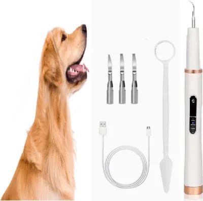 Produktbild von Ultraschall-Zahnbürste für Haustiere, 5 Intensitäten, wasserdicht IPX6, mit Mundspiegel, 3 Aufsätzen & USB – für Hunde & Katzen