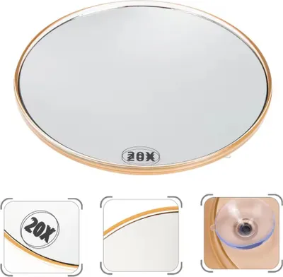 Produktbild von 20 Fach Schminkspiegel Vergrößerungsspiegel Runder Schminkspiegel mit Saugnapf Kometikspiegel Vergrößerung Spiegel,Gold