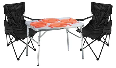 Mojawo 3-teiliges Campingmöbel Set Alu Tragegriff Campingtisch + 2 Anglersessel