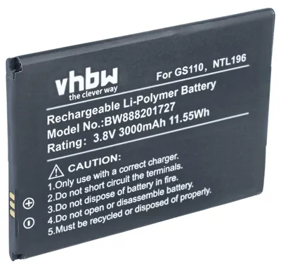 Produktbild von vhbw Akku kompatibel mit Gigaset GS110 Handy Smartphone Telefon (3000 mAh, 3,8 V, Li-Ion)