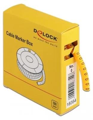 Obrázek produktu pro DeLOCK Krabice kabelových značkovačů, č. 0, žluté, 500 ks, Žlutá, Plast, 500 kusů