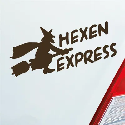 Produktbild von Auto Aufkleber Hexen Express Witch Besen Magic 15x7 cm Braun Sticker Heckscheibenaufkleber