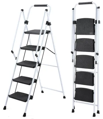 Productafbeelding van Multifunctionele ladder, opvouwbaar design, veiligheidsgreep, vijf treden