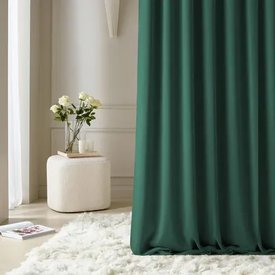 Produktbild von ROOM99 Vorhang mit Kräuselband Aura 140 x 260 cm Flaschengrün, 1 Stück