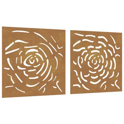 Produktbild von vidaXL 2-tlg. Garten-Wanddeko 55x55 cm Cortenstahl Rosen-Design