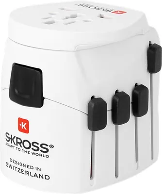 Immagine prodotto di SKROSS 56766 World Adapter PRO - World, bianco - adatto a tutti i dispositivi con e senza messa a terra (2 e 3 poli)