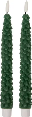 Produktbild von Clayre & Eef LED-Stabkerzen 2er-Set Ø 3x25 cm Grün Wachs