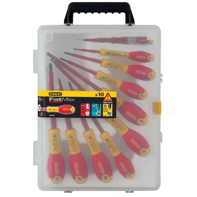 Produktbild von Stanley FatMax Set 10-teilig (Schlitz isoliert/Phillips isoliert/Pozidriv isoliert/Tester)