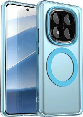 Obrázek produktu pro Pouzdro pro Xiaomi Redmi Note 14 Pro 5G, kompatibilní s MagSafe, tenké poloprůhledné matné nárazuvzdorné pouzdro na telefon Modrý