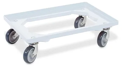 Produktbild von 3 Schwerlastbehälter 600x400x320 mm weiß mit Deckel und Transportroller
