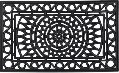 Produktbild von Gummimatte – 45 x 75 cm – Flur – Eingangsbereich – Rutschfest – Mit Ornamenten – Trockenlaufmatte für Innen- und Außenbereich – Schwarz