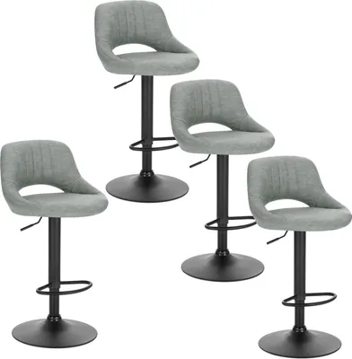 Produktbild von EUGAD 4er-Set Barhocker drehbar, höhenverstellbar, aus Kunstleder, Grau