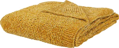 Obrázek produktu pro BELIANI Deka na postel žlutá žinylka 150 x 200 cm, měkká pletená do ložnice v obývacím pokoji