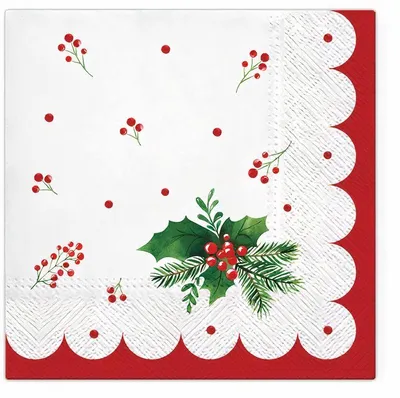 Produktbild von Decoupage-Serviette Weihnachtliche Stechpalme - 1 Stk.