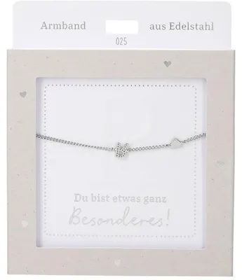 Produktbild von Damen Edelstahl Armband mit Herz-Anhänger, Silberfarbend oder Goldfarbend, 15-20cm Verstellbar-R Silber