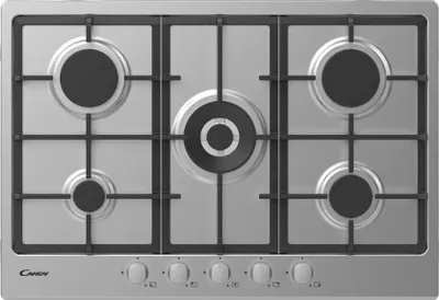Immagine prodotto di Candy CHG74WX Piano Cottura da Incasso 75 cm Gas 5 Fornelli Acciaio Inossidabile