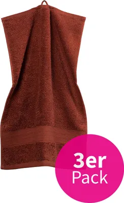 Produktbild von grace grand spa Gäste-Handtuch 3er-Pack Avantgarde mit breiter Webbordüre Marsala One Size