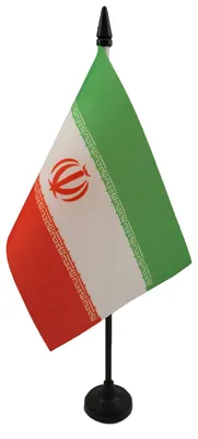 Produktbild von AZ FLAG Tischflagge Iran 15x10 cm Iranische Polyester 100D Kunststoffsockel