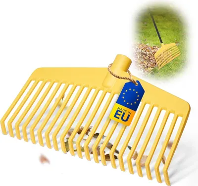 Produktbild von Novatool Laubbesenkopf, 2 in 1 Kombigerät, Laubbesen und Laubgabel mit 20 Kunststoff-Zinken, Arbeitsbreite 45cm, Laubrechen, Gartenbesen, Rasenrechen, Harke für Gartenabfall, Gartengerät ohne Stiel