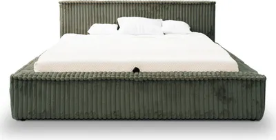 Produktbild von GRAINGOLD Schlafzimmerbett 180x200 Lago - Lattenrost, Kopfteil, Cordstoff - Doppelbett mit Bettkasten - Polsterbett - Grün - Vito 77