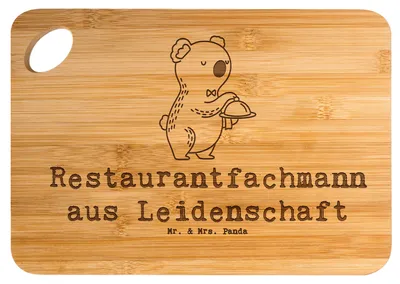 Produktbild von Mr. & Mrs. Panda Frühstücksbrett Restaurantfachmann Leidenschaft - Transparent - Geschenk, Schneidebrett, Hackbrett, holzfrühstücksbrettchen, holzschneidebrett, Holzbrett