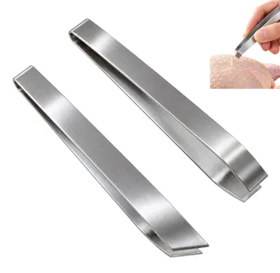 Grätenzange 2er-Set, Edelstahl 304, 12 cm, flach & schräg