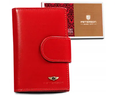 Produktbild von Peterson | Mittlere Brieftasche, mit Lederverschluss, für Damen, Naturleder, Rot, 9x13 cm