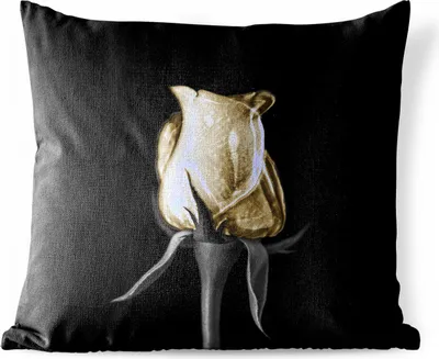 Produktbild von MuchoWow® Outdoor Kissen - Rosen - Blumen - Gold - Schwarz - 40x40 cm - Wetterfest - Lounge Kissen - Kopfkissen - Interieur - Polster mit Bild
