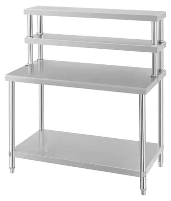 Produktbild von Edelstahl-Arbeitstisch 120 x 60 cm mit höhenverstellbaren Füßen und Ablage