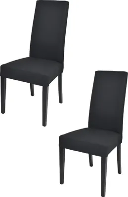 Immagine prodotto di t m c s Tommychairs - Set di 2 sedie moderne CHIARA per cucina e sala da pranzo, struttura robusta in legno di faggio laccato colore nero, imbottite e rivestite in tessuto colore nero