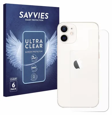 Produktbild von 6x Für Apple iPhone 12 mini (Rückseite) Schutzfolie Savvies Displayschutz Display Schutz Folie Klar Transparent