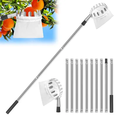 Produktbild von Hochstamm Obstpflücker 4,2m, 11 Segmente aus verstärktem Edelstahl, sicher & leicht, Obsternte ohne Leiter, ideal für Apfel, Birne, Mango & mehr