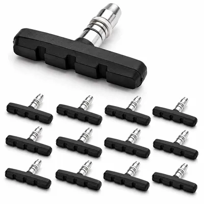 Produktbild von 12 Stück Fahrrad Bremsen Set für Shimano | 6 Paar Bremsschuhe schwarz für das Fahrrad | V-Bremse 70mm V-Brake symmetrisch | Bremsbeläge | Bremsgummis | Bremsschuhsatz | V-Bremsklötze | MTB Bremsbacken