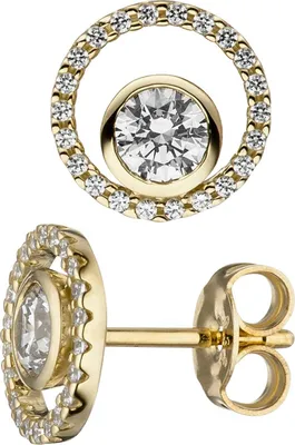 Produktbild von JOBO Ohrstecker rund 333 Gold Gelbgold 46 Zirkonia Ohrringe Goldohrringe