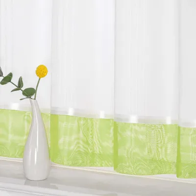 Produktbild von Joyswahl 1 Stück Scheibengardine Leinenoptik Bistrogardine Modern Kurzgardine Halbtransparent Küchengardine mit Tunnelzug Grün HxB: 60x120cm
