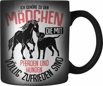 Produktbild von Trendation - Lustige Reiter Sprüche Geschenk Farbwechsel Zauber-Tasse Reiterin Pferde Mädchen Geschenkidee Pferde Und Hunde (Schwarz)