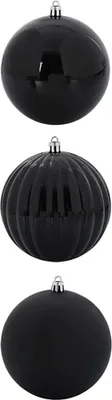 Obrázek produktu pro vidaXL Vánoční ozdoby na stromek, sada XXL, 3 kusy, černá, průměr 25 cm, plast