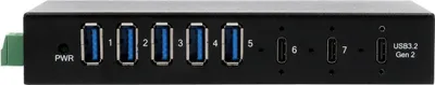 Productafbeelding van Exsys USB 3.2 Gen 2 hub met 2x USB-C en 5x USB-A poorten, inclusief voedingsadapter