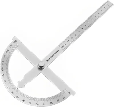 Produktbild von Winkelmesser 0-180°, Edelstahl, mit Feststellschraube, für Tischlerarbeiten, 150 mm